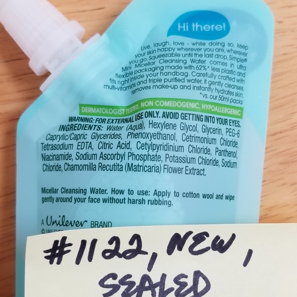 ✅1154FW 1 New Sealed Simple Micellar Cleansing Water Sensitive Skin - Picture 10 of 10
